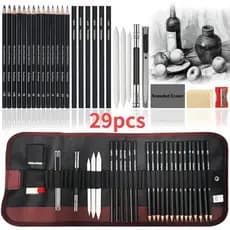SPLORO Conjunto De Lápis de Desenho 29 Unidades Kit De Desenho e Esboço De Carvão Incluído Para Artistas Iniciantes