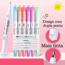 Dupla Ponta Caneta de Linha Decorativa, Kit 6 Cores Caneta de Carimbo Roller,Para Scrapbooking e Planner