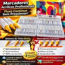 Kit Canetas Coloridas SPLORO – 12 a 60 Cores! Tinta Líquida que Não Borra, Seca Rápido e Não Vaza. Perfeita para Desenho