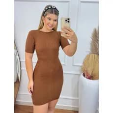Vestido Modal com Manga Curta Moda Feminina
