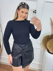Blusa de Inverno Manga Longa em Modal Canelada Moda Feminina