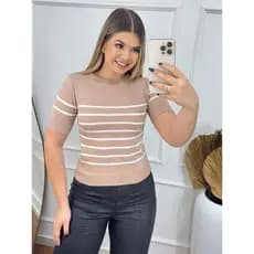 Blusa T-shirt Modal Listrada Moda Feminina
