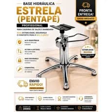 Base Hidráulica Estrela (Pentapé) Profissional para Cadeira de Salão e Barbearia Alta Resistência