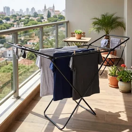 Varal Chao Com Abas Retrátil Slim Preto Mor Retrátil