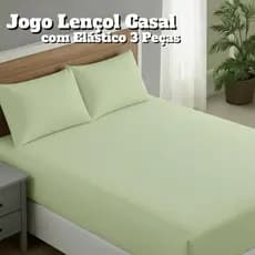 Kit Jogo Lençol Casal Com Elástico 3 Peças Malha 100% Algodão Fio Penteado Maciez Conforto Qualidade