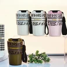 SITARAYURUI Copo Térmico de Café 360ml Inox Estampado Animal Print Oncinha Portátil