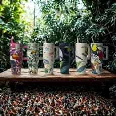 Copo Térmico 1200ML com Alça e Canudo – Personalizado Estampado Fauna Inox Copo de água de grande capacidade