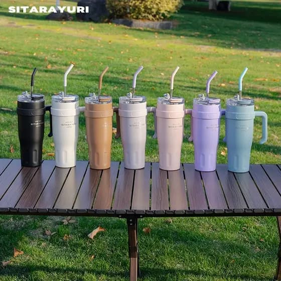SITARAYURI Garrafa Térmica 1200ml Inox com Canudo e Parede Dupla – Mantém Bebidas Quentes ou Frias