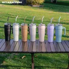 SITARAYURI Garrafa Térmica 1200ml Inox com Canudo e Parede Dupla – Mantém Bebidas Quentes ou Frias