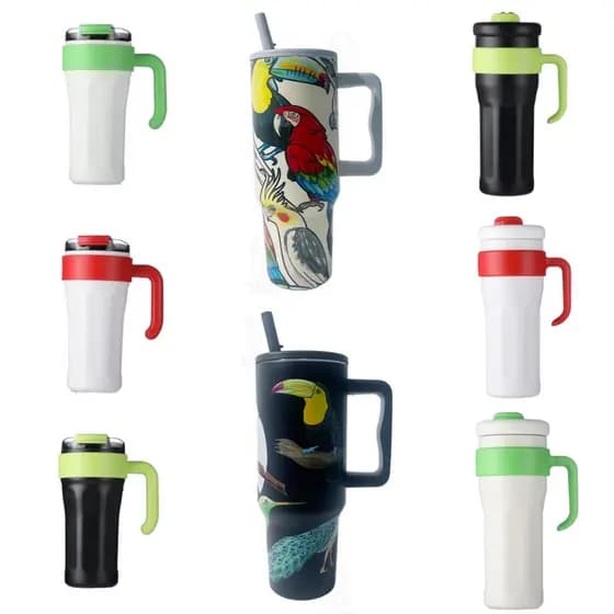 Thermal Cup Stainless Steel Bottle 420ml/800ml/1200ml with Handle, Lid and Anti-leak Straw Keeps Hot and Cold