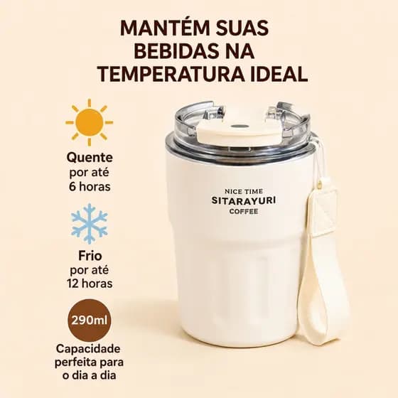 SITARAYURI Copo Térmico Mini De Café A Vácuo De Aço Inoxidável 290ML