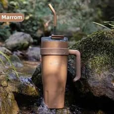 SITARAYURI Garrafa Térmica Inox 1200ml Parede Dupla com Canudo, Mantém Quente/Frio por Horas, Anti-Vazamento