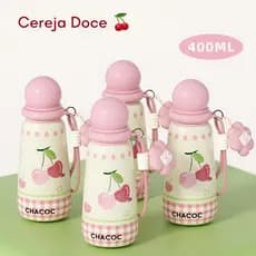 Copo Térmico Premium 400ml Aço Inoxidável SUS316 Antiderrapante À Prova de Vazamentos Design Infantil e Adulto