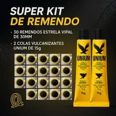 Kit Remendo Moto Bike Bicicleta 30 Remendo 30mm 2 Colas Vulcanizantes Unium Para Câmara De Ar