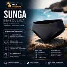Sunga Masculina Lisa Confortável para Praia e Piscina