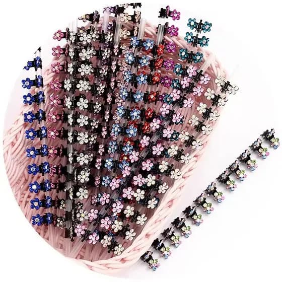 Kit 40/80/160 Mini piranha presilha para cabelo detalhada em strass