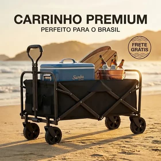 Carrinho De Carga Dobrável 100kg Multiuso Praia Camping Com Rodas Off-Road Portátil - Pronta Entrega