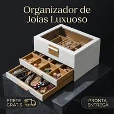 Porta Joias Luxo Organizador 3 Gavetas - Presente Dia das Mães Frete Grátis Pronta Entrega
