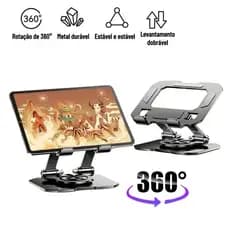 360º Suporte Tablet e Celular Rotativo de Aço carbono Resistente Elegante e Totalmente Ajustável