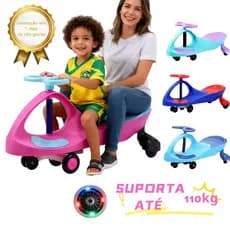 Carrinho de Rolimã Infantil Volante Giratório 360° Rodas Silenciosas LED Silicone Seguro Anti-Volta