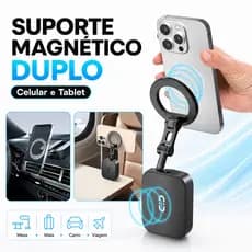 Suporte Multiuso Magnético Dupla Face  Ajuste 360° para Carro, Mesa e Tablet N52 Forte
