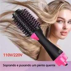 Escova Secadora Alisador Elétrica 1000W 3 em 1 110V/220V - Alisa, Seca e Modela