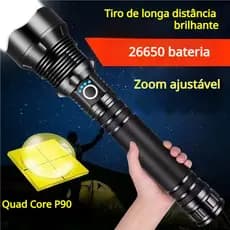 Lanterna Super Potente T9 P90/P50 Tática Forte Potente Sitio Fazenda Acampamento Camping Segurança