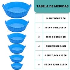 Kit 6 Cesta De Silicone Antiaderente Fritadeira De Ar Reutilizável Protetor De Microondas Painel Forno
