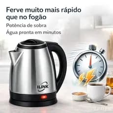 Chaleira Elétrica Inox 1,8 Litros Jarra 110V/220V Térmica Desligamento Automático Ferve Água Rápido