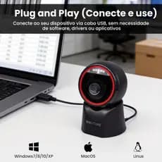 Leitor de Código de Barras Fixo Portátil Super Mercado Ifood QR CODE 1D e 2D Com Sensor Automático