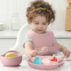Kit 6/8/10 Peças de Talheres de Silicone para Bebês Crianças Talheres Silicone Com madeira ventosa