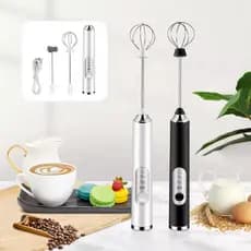 Batedor Elétrico 2 em 1 - Portátil p/ Leite, Ovos e Bebidas - Recarregável via USB