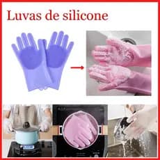 Luva Silicone Limpeza Completa - Remove Pelos e Sujeira - Ideal p/ Casa e Pets