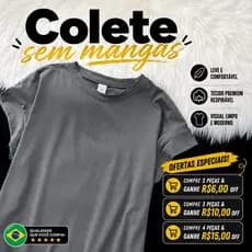 0707 ELE Colete sem mangas Blusa cinza Blusa Muscle Tee  - Promoção blusa brasil feminina oversize