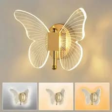 Luminária Borboleta Arandela Dourada De Parede