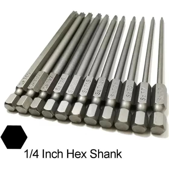 Kit de 11 Chaves Bits Torx 100mm: Compatíveis com Parafusadeiras Manuais e Elétricas