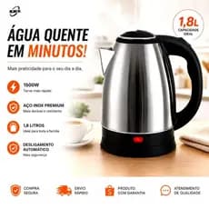 Chaleira Elétrica Inox 1.8L 110V ou 220V Jarra ILINK Desligamento Automático Sem fio