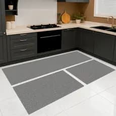 Kit Tapetes Cozinha 100% Algodão 1 Passadeira e 2 Capachos
