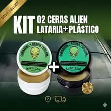 Kit 02 Ceras Alien Ind Carnaúba Automotiva Lataria e Plástico - Brilho Revitalização Proteção UV