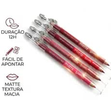 Lápis Boca Duo Matte Luisance C/ Apontador Contorno Labial 2 em 1 Profissional