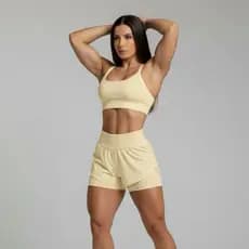 conjunto fitnes  SHORT DUPLO , short compressão feminino top+short duplo 2 em 1 conjunto de academia