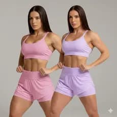 kit 2 CONJUNTO FITNES SHORT DUPLO de academia Fit 2 unidades conjunto de malhar short 2 em 1