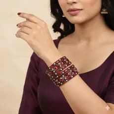 Conjunto De Pulseiras Indianas Vermelha 7 Cm