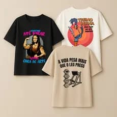 Kit Camiseta Feminina de Academia 100% Algodão Caimento Largo