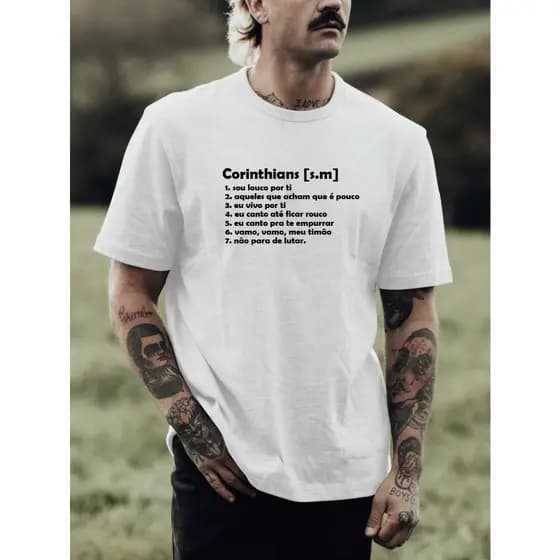 Camiseta Masculina Estampada Corinthians Frases Times de Futebol 100% Algodão Várias Cores