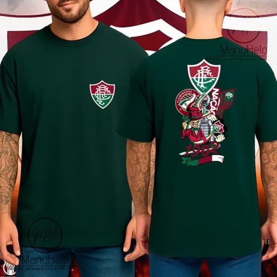 Camisa Masculina fluminense Torcedor Camiseta Time Verdão Futebol Esportiva Gola Redonda Algodão