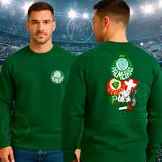 Moletom Careca  Masculino Palmeiras Torcedor Camiseta Time Verdão Futebol Esportiva Gola Redonda