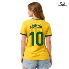 Blusa Brasil Amarelinha Personalizada Algodão Torcida Masculina Feminina Unissex Estilosa Copa