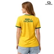Blusa Amarela Brasil Personalizada Algodão 100% Masculina Feminina
