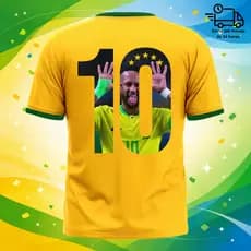 Camiseta Neymar Brasil 2026 Copa Algodão 100% Unissex Torcida Futebol